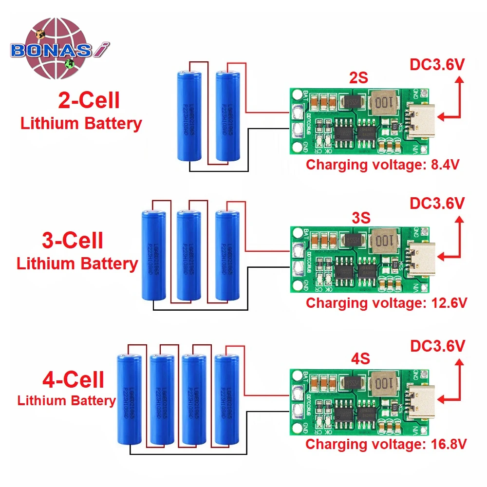 멀티 셀 2S 3S 4S C 타입에서 8.4V 12.6V 16.8V 스텝 업 부스트 LiPo 폴리머 리튬 이온 충전기 18650 리튬 배터리 7.4V 11.1V 14.8V Best