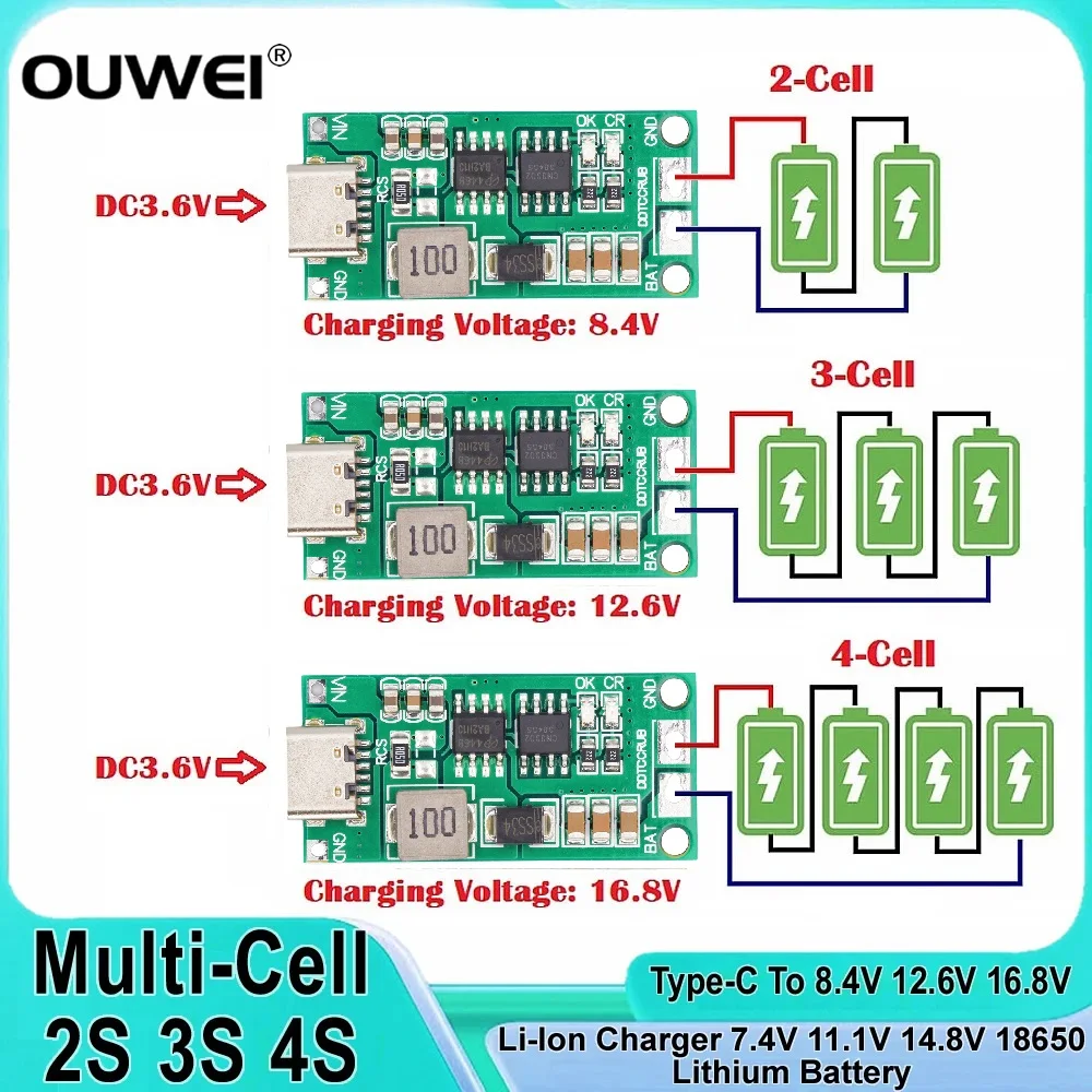 멀티 셀 C타입-스텝 업 부스트 LiPo 폴리머 리튬 이온 충전기 필수템