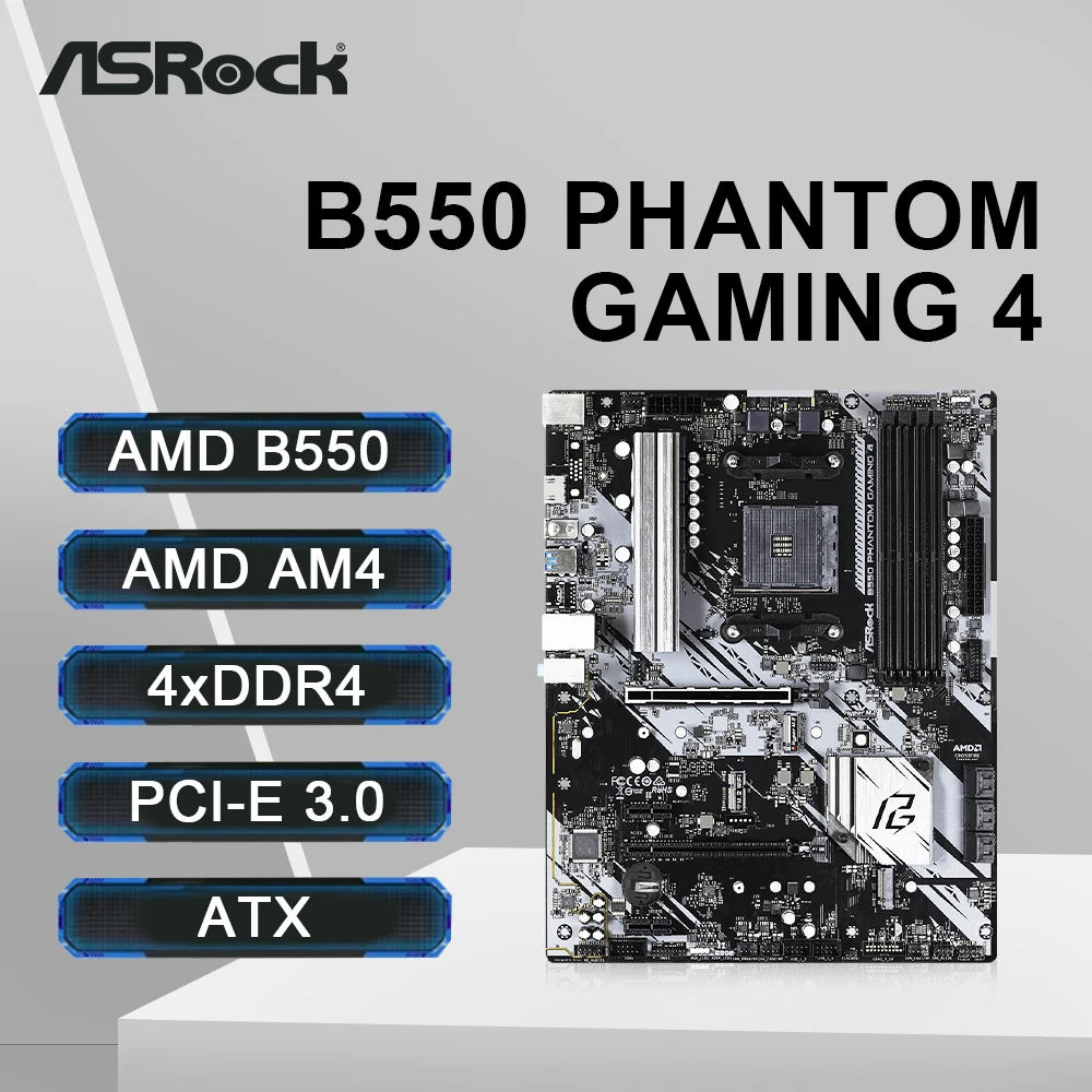 ASRock B550 마더보드 AM4 소켓 DDR4 4733MHz 128GB PCI-E 4.0 NVME M.2 SATA III 지지대 Ryzen 5 5600 5600G R7 5700X3D CPU 필수템