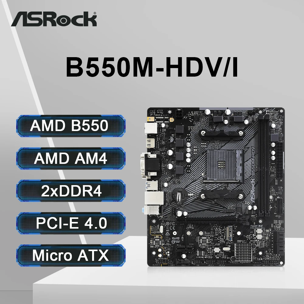 ASRock B550M-HDV I 마더보드 지지대 Ryzen 5 5600 5600G R7 5700X3D CPU AM4 소켓 DDR4 4733MHz 128GB PCI-E 4.0 NVME M.2 선물추천