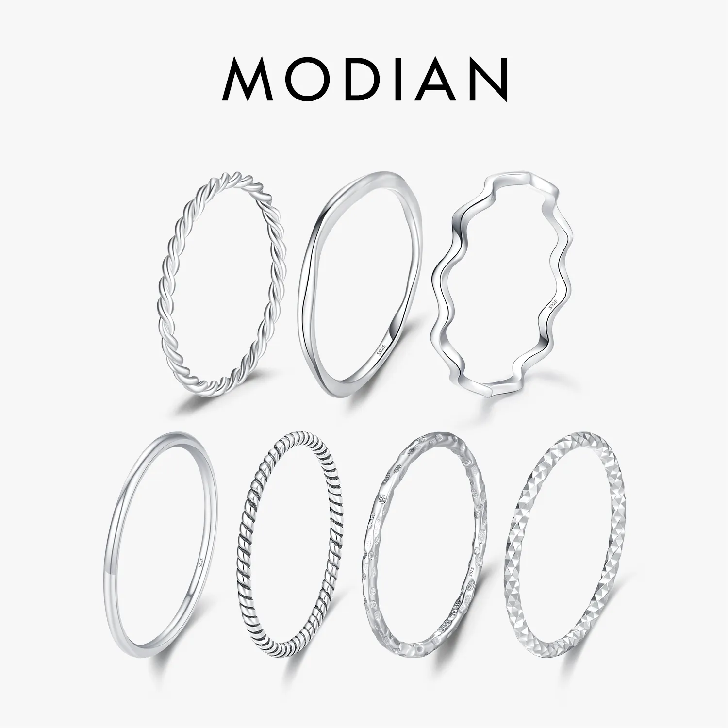 MODIAN 925 스털링 실버 여성용 간단한 패션 쌓을 수 있는 반지 할인이벤트