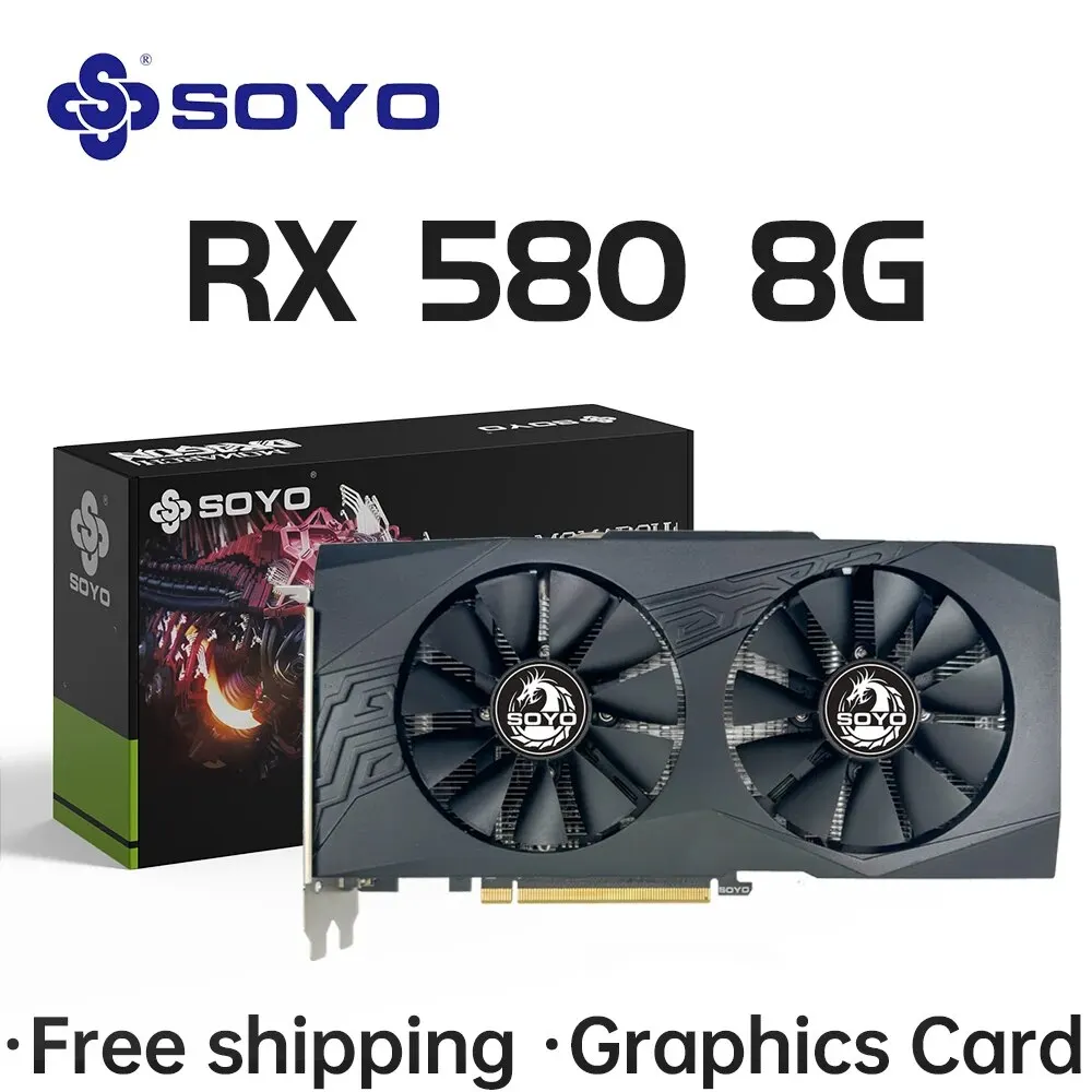 SOYO 그래픽 카드 Radeon RX580 8G GDDR5 메모리 비디오 게임 카드 할인이벤트