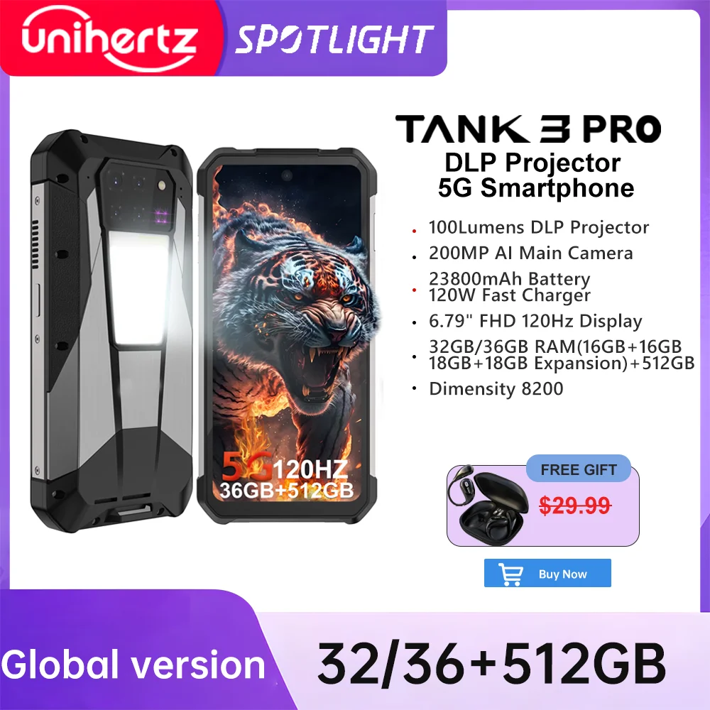 Unihertz 탱크 3 프로 8849 견고한 5G 스마트폰 선물추천